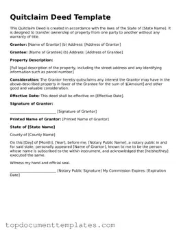 Official Quitclaim Deed Template