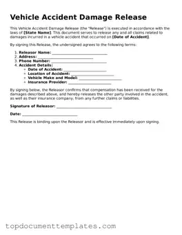 Official Vehicle Accident Damage Release Template