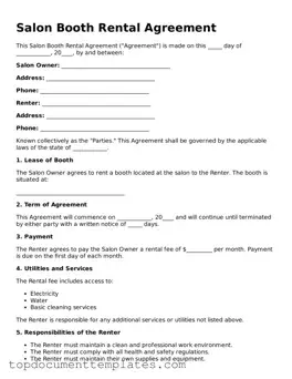 Official Salon Booth Rental Agreement Template