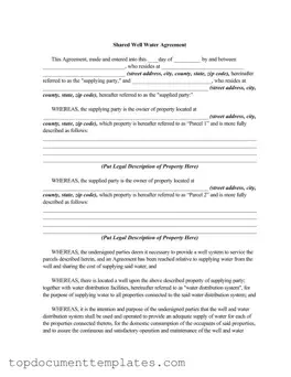 Blank Shared Well Agreement PDF Form