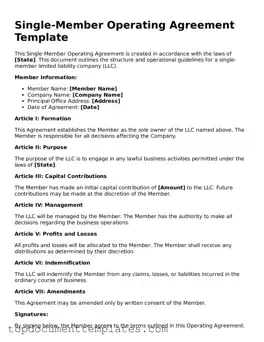 Official Single-Member Operating Agreement Template