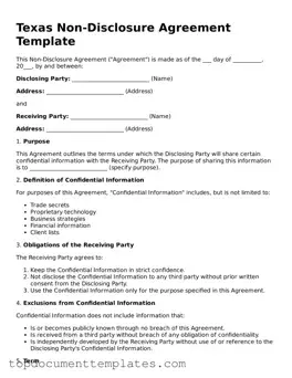 Valid Non-disclosure Agreement Form for Texas State