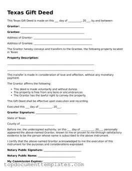 Valid Gift Deed Form for Texas State