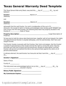 Valid Deed Form for Texas State