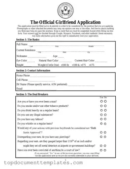 Blank Girlfriend Application PDF Form