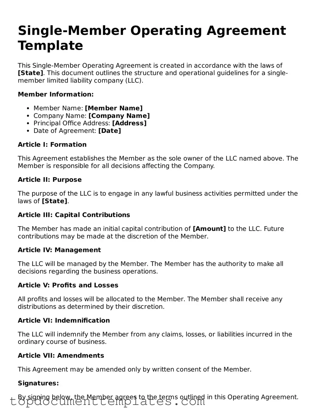 Official Single-Member Operating Agreement Template