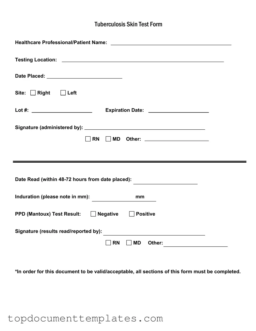Blank Tb Test PDF Form