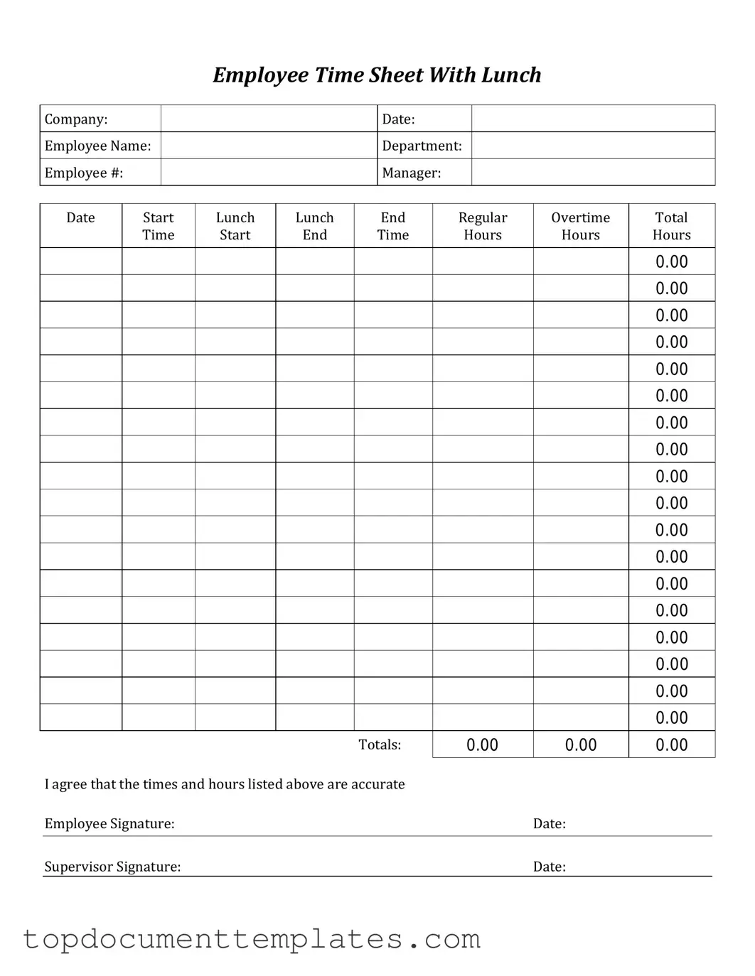 Blank Time Card PDF Form