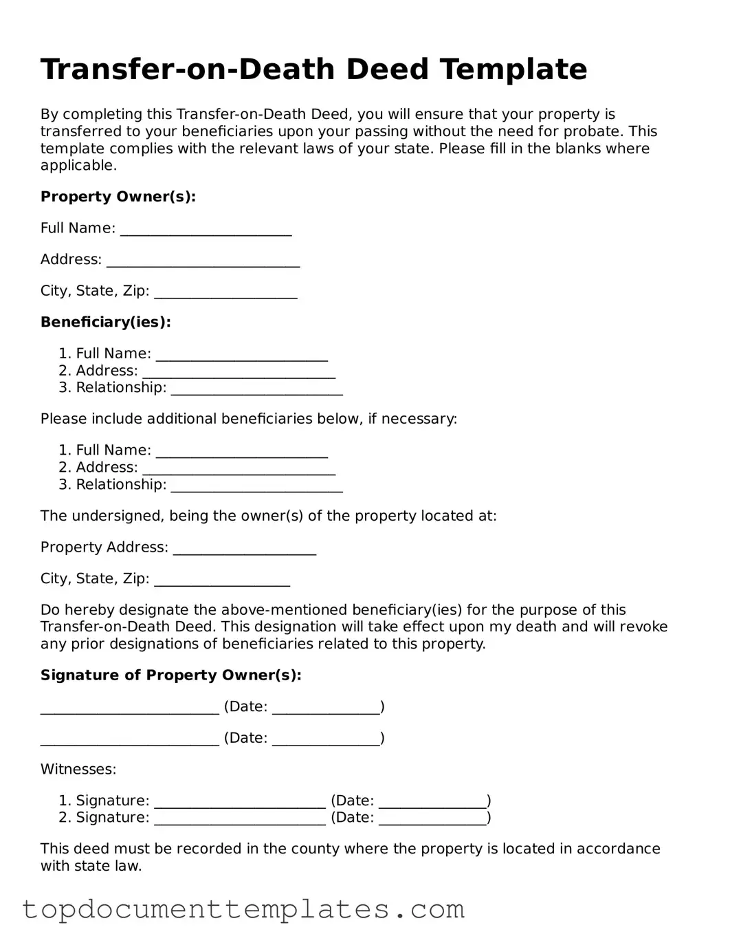Official Transfer-on-Death Deed Template